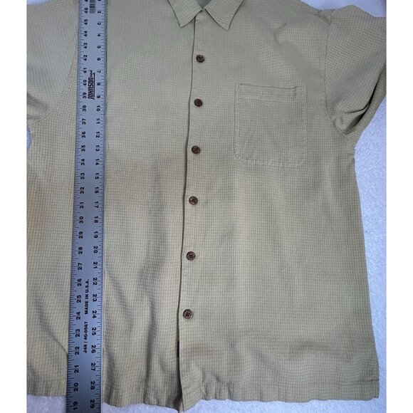 Tommy Bahama Mens 100% Silk Short Sleeve Button-Up Shirt with Pocket Beige Large - Picture 8 of 8